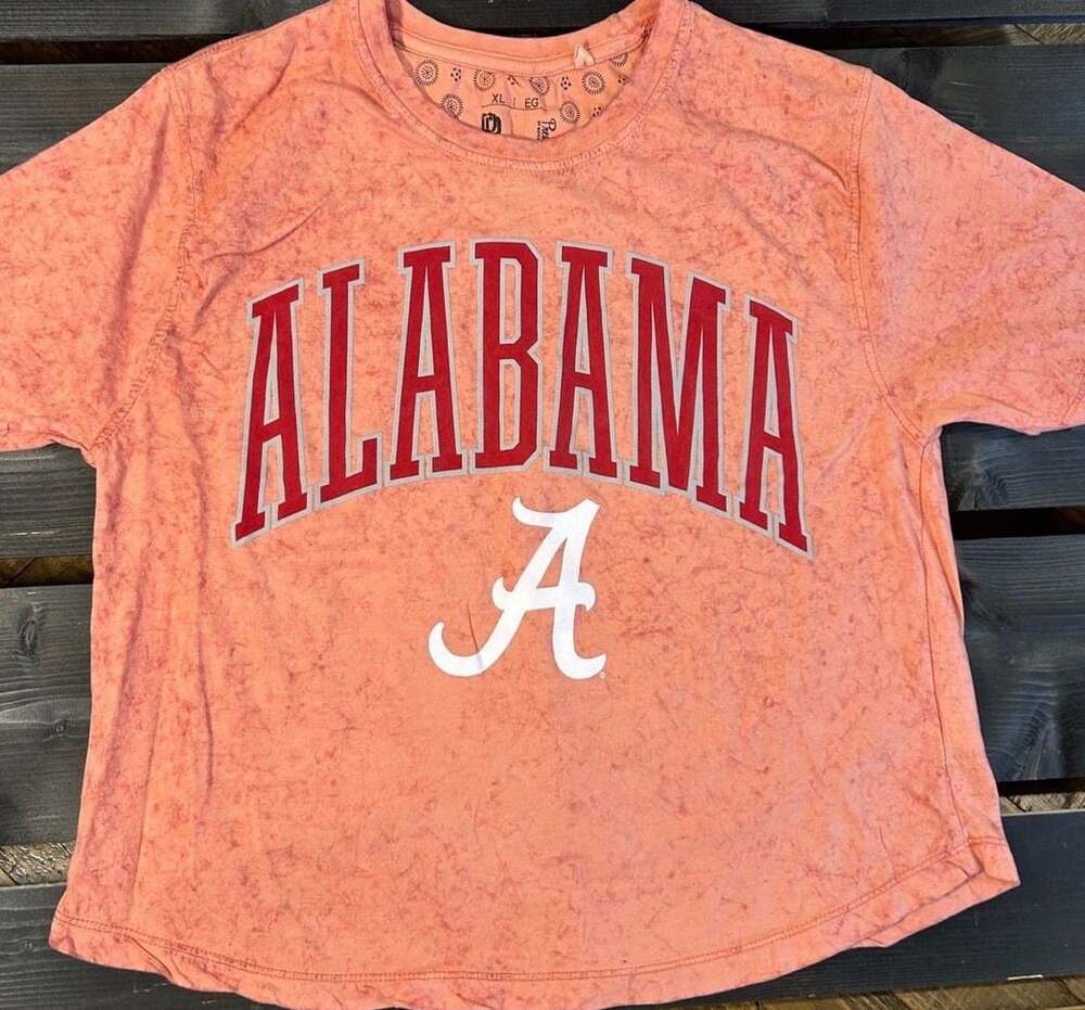 Pressbox University of Alabama Crimson Tide Sun Wash Crop T-Shirt